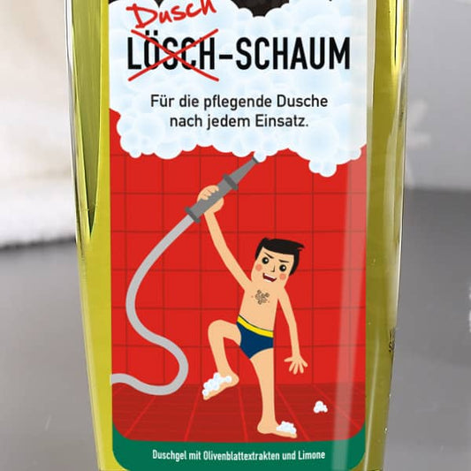 Lustiges Duschgel mit Name für Feuerwehrmänner - Detail