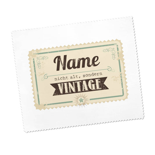 Brillenputztuch vintage zum Geburtstag mit Name