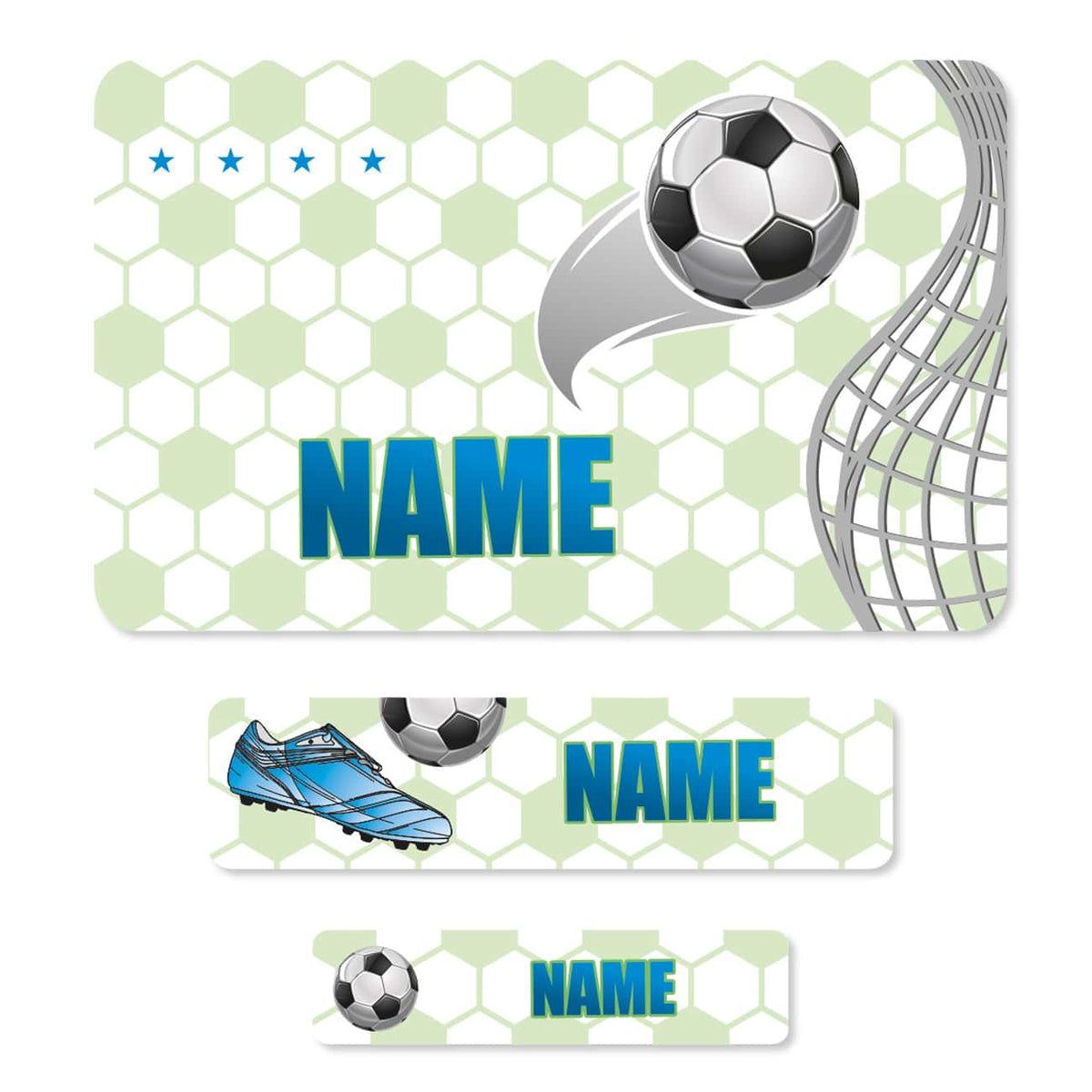Klebeetiketten mit Fußball und Name