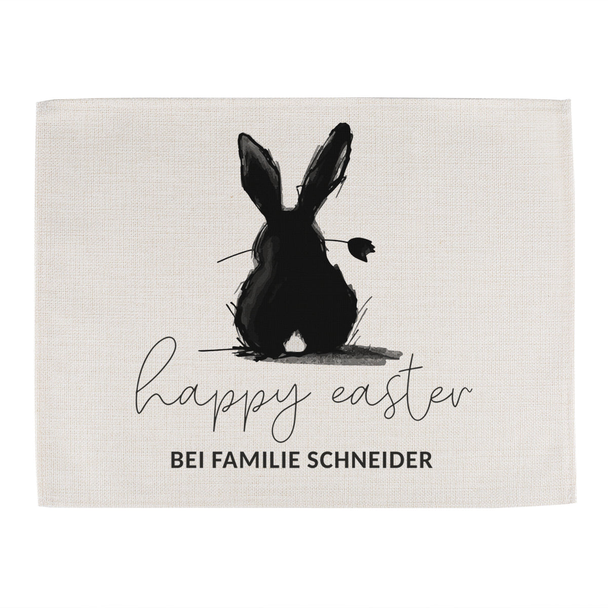 Happy Easter - Platzdeckchen aus Baumwollgewebe mit Hase und Name