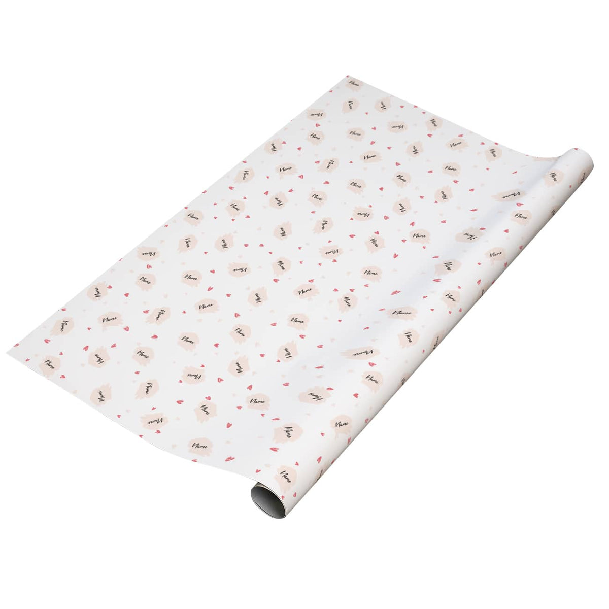Geschenkpapier mit Herzchen und Wunschname