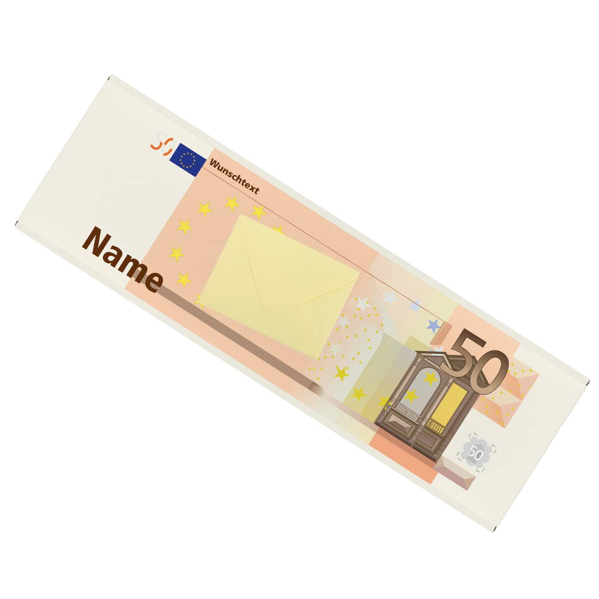 300 g Schokolade mit Geldumschlag und persönlichem Text