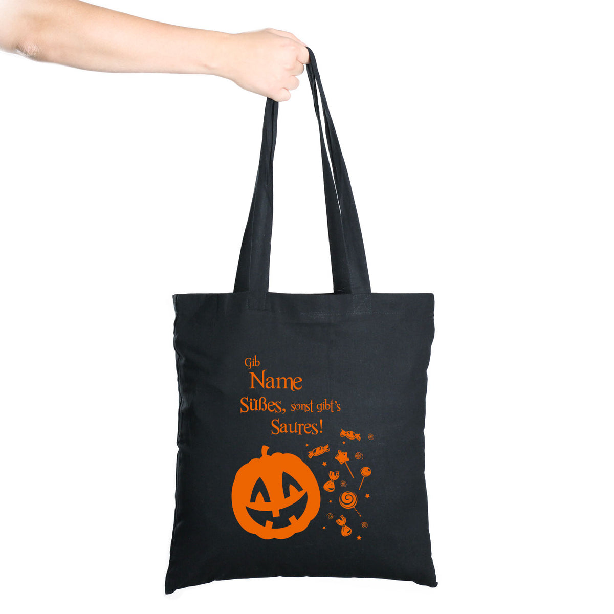 Halloween Süßigkeiten Beutel personalisierbar mit Name | Süßes sonst gibt´s Saures