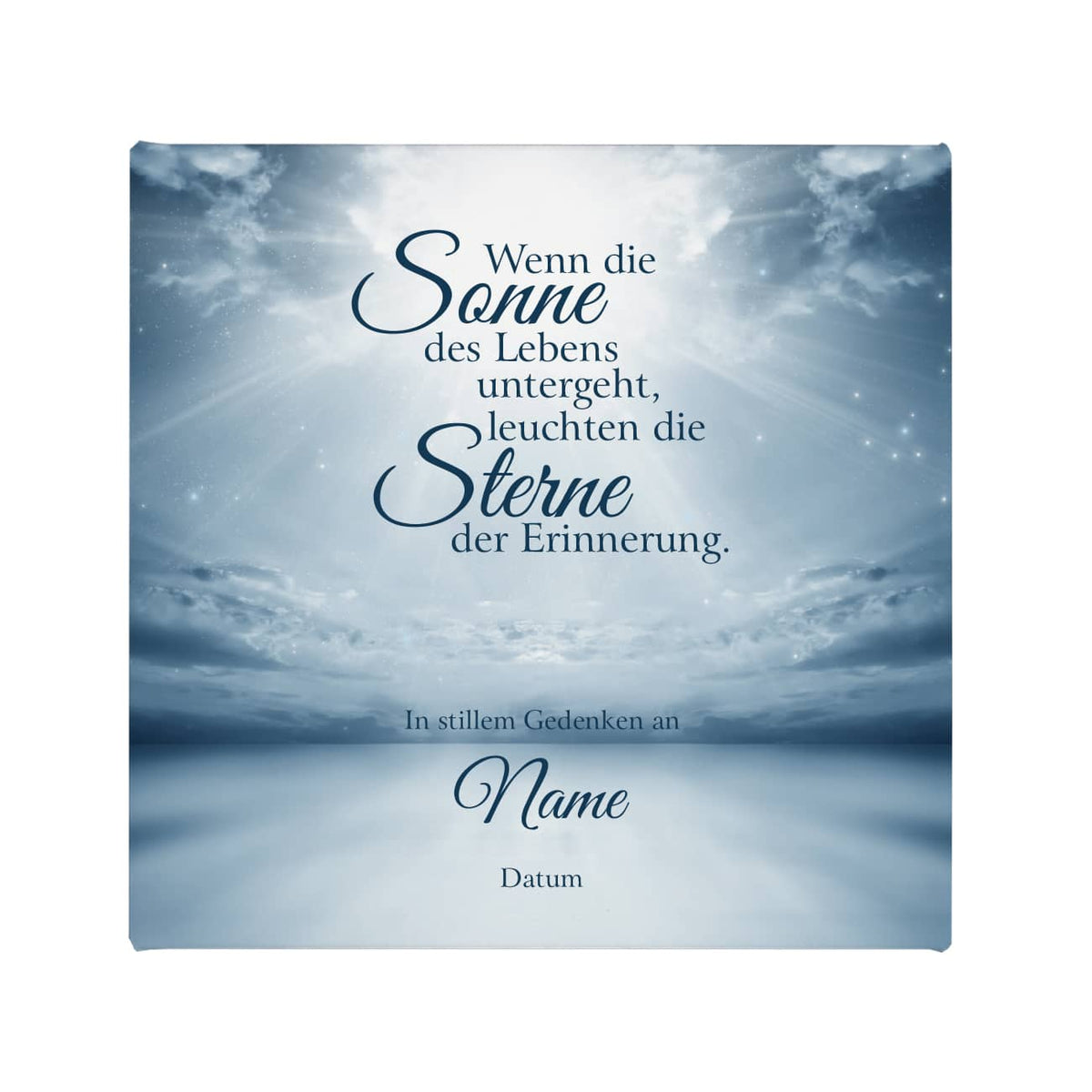Gedenkleinwand mit Spruch, Name und Datum - 20 x 20