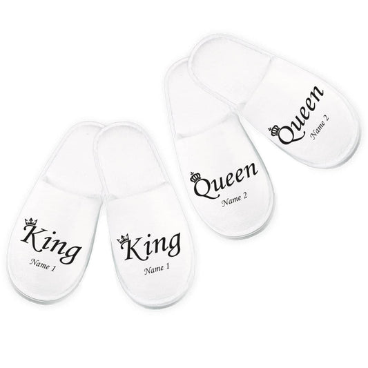 "King & Queen" Pantoffelset mit Ihren Namen
