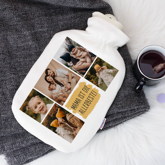 Wärmflasche mit individuellem Aufdruck mit Fotos & Text