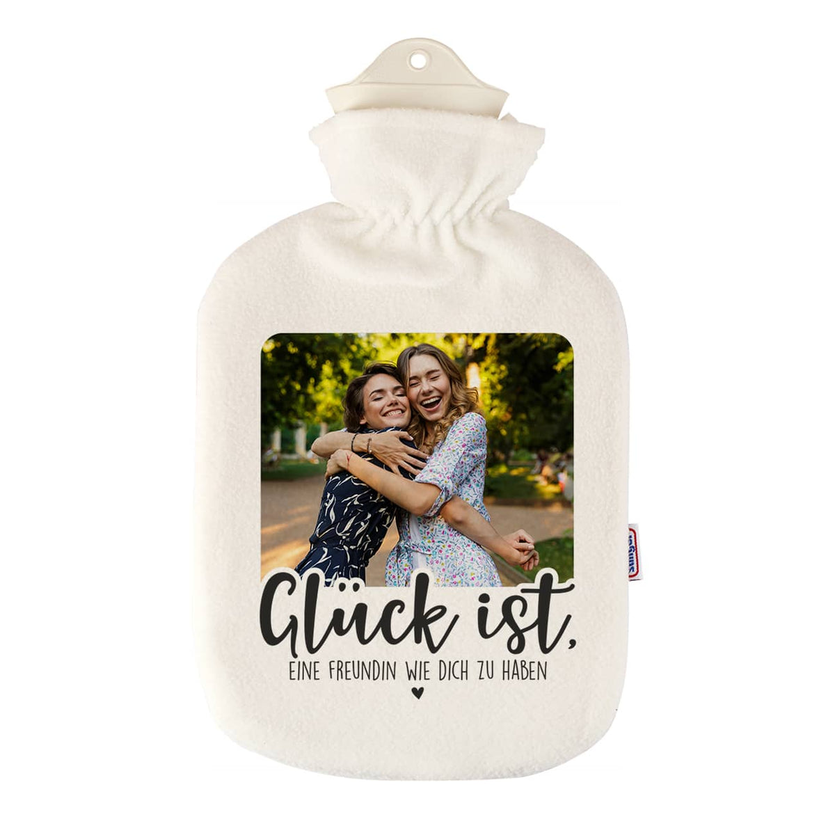 Glück ist Wärmflasche mit Foto