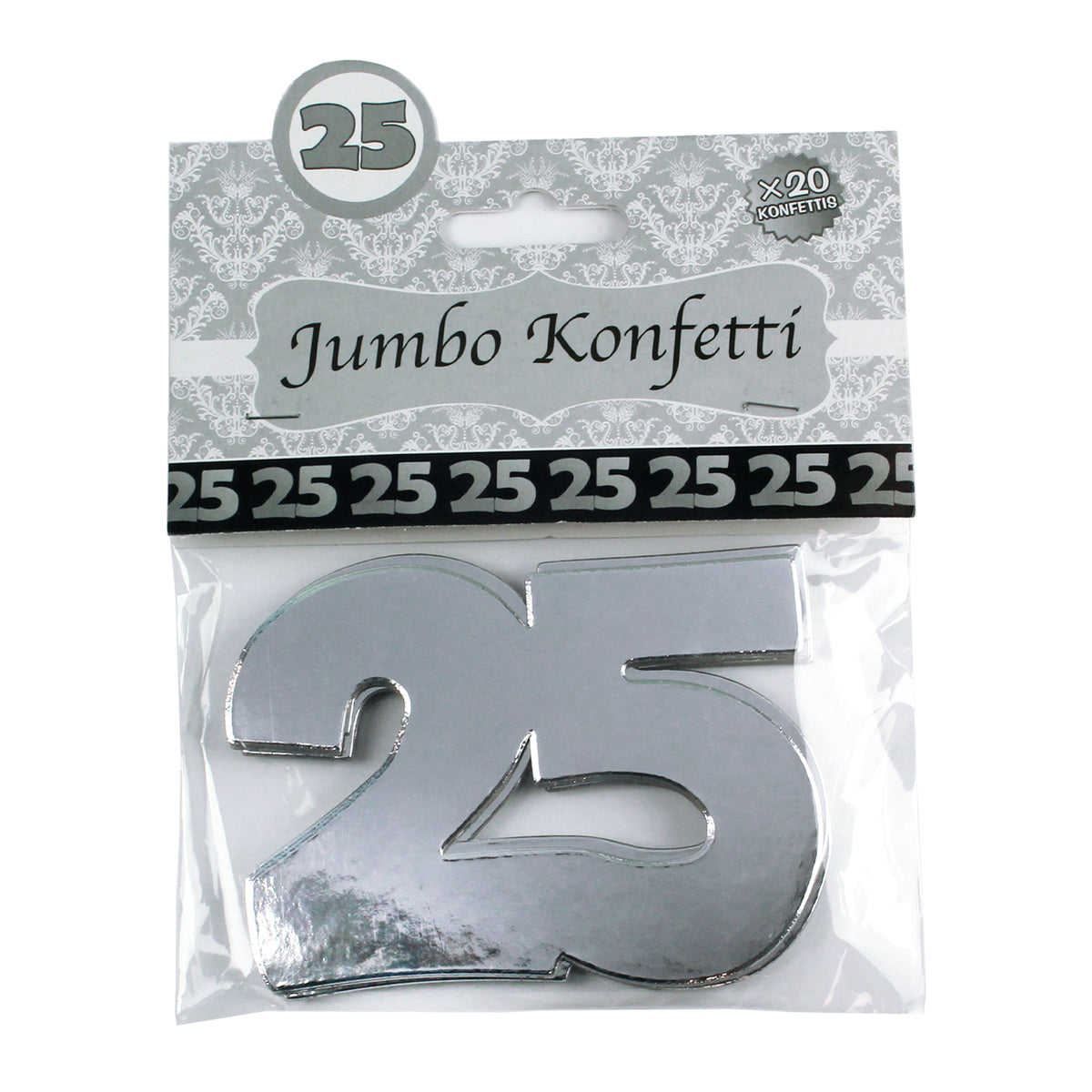 Verpackung Jumbo-Konfetti 25 Silber, 20 Stück im Beutel für Silberhochzeit