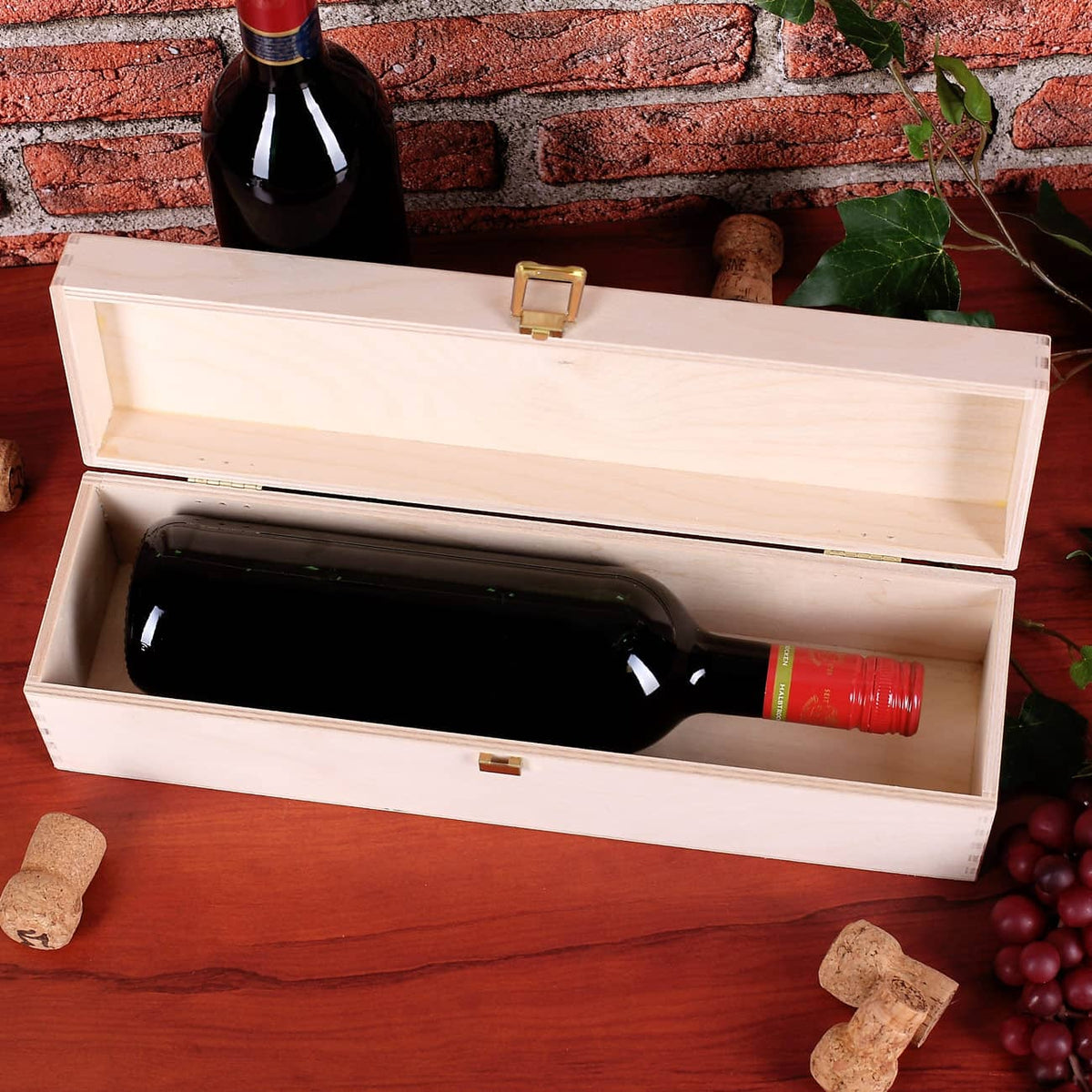 Holzkiste für Wein mit Aufdruck zum Geburtstag