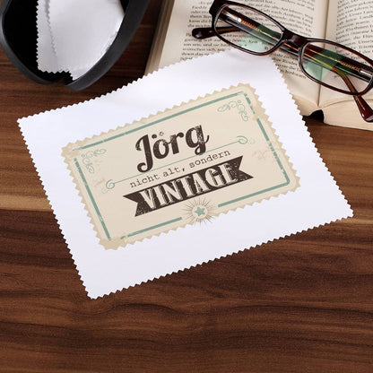Brillenputztuch zum Geburtstag mit Name - Vintage