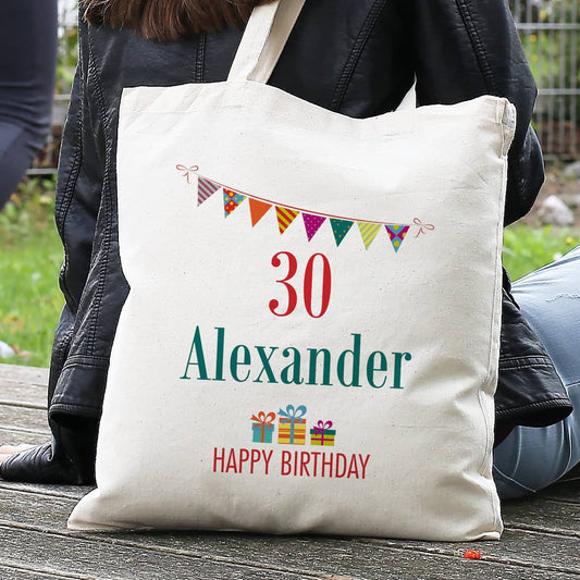 Geschenkverpackung Geburtstag Beutel mit Name und Alter, Happy Birthday
