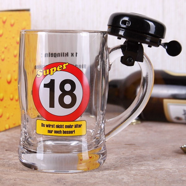 Bierseidel mit Klingel zum 18.