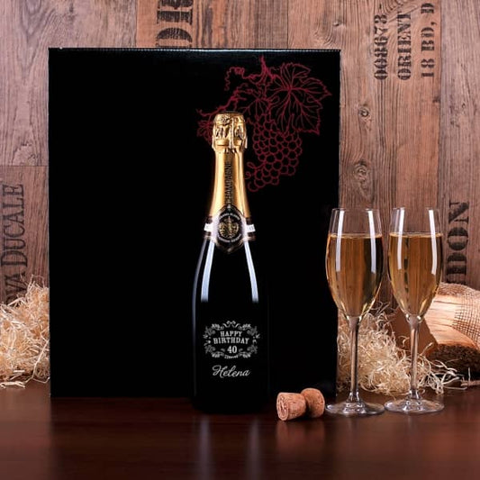 Edles Champagnerset mit Gravur zum Geburtstag 