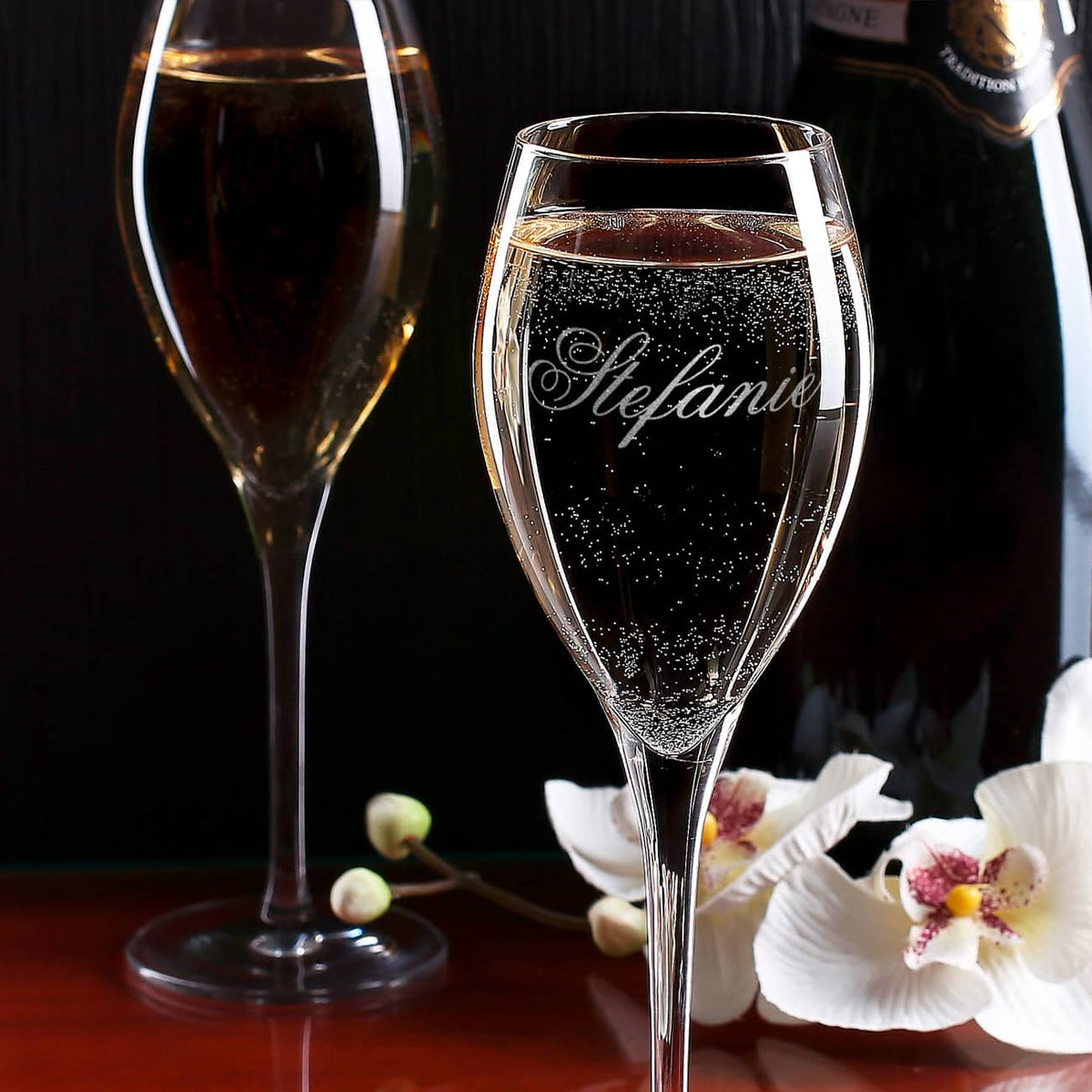 Champagner-Glas mit graviertem Wunschnamen