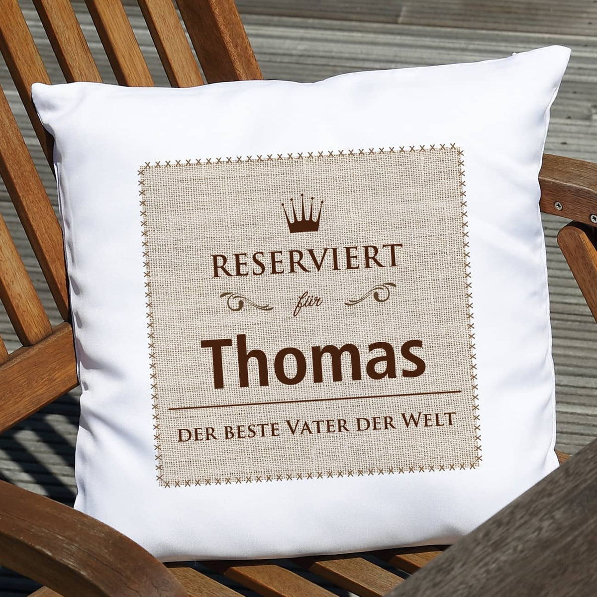 Reserviert-Kissen mit Name und Wunschtext