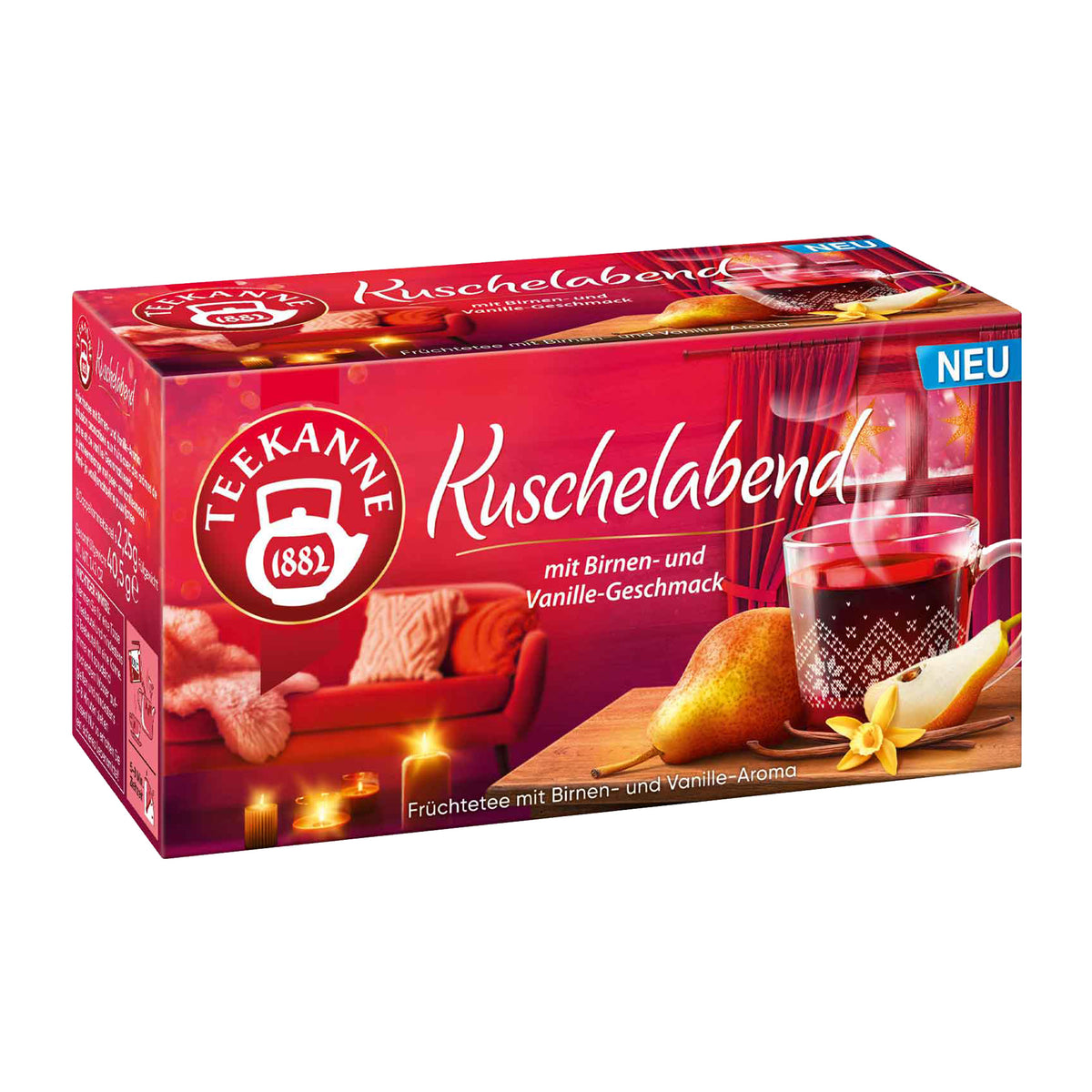 Freigestellte Teepackung „Teekanne Kuschelabend“
