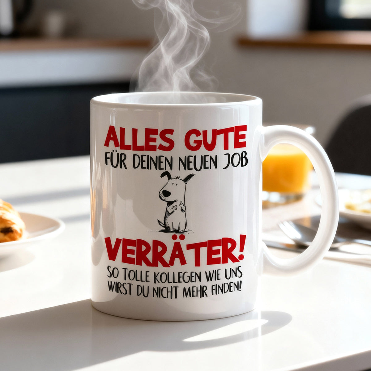 Lustige Tasse als Abschiedsgeschenk für Kollegen im neuen Job