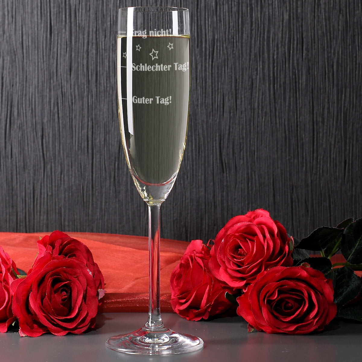 Sektglas mit Stimmungbarometer graviert