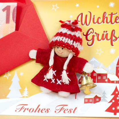 Wichtelkarte in Gold als Geldgeschenk | Weihnachtskarte