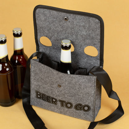 Graue Umhängetasche - Bier to go - für Männer zum Vatertag