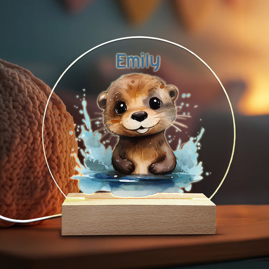 Acryllampe mit Ottermotiv als Nachtlicht für Kinder