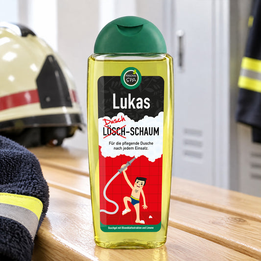 Lustiges Duschgel mit Name für Feuerwehrmänner