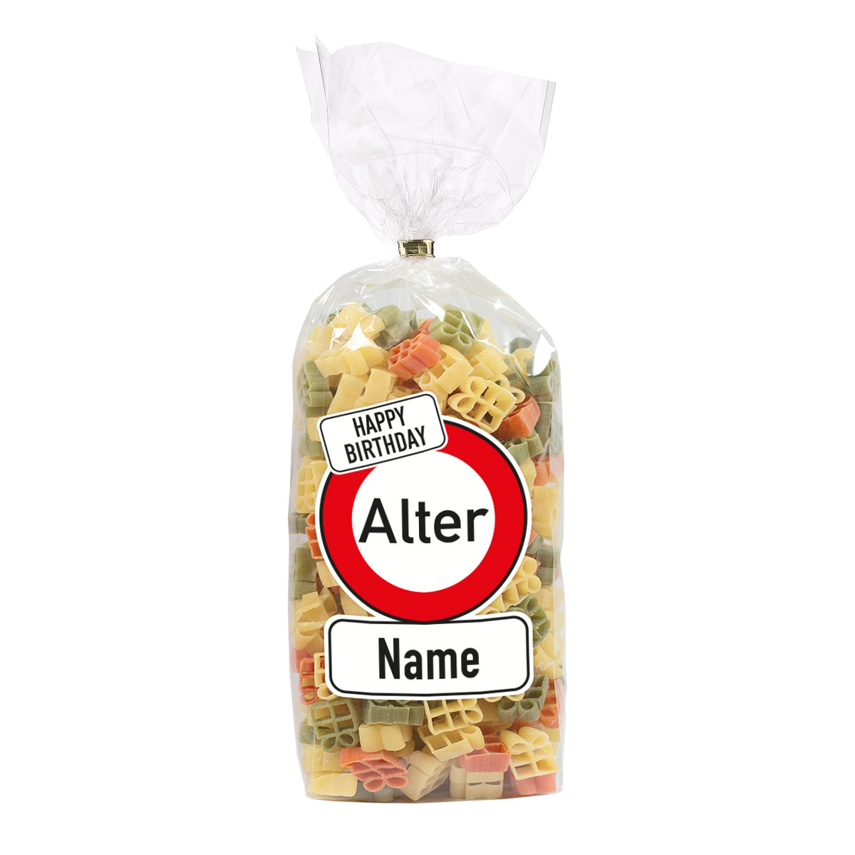 Geschenknudeln zum Geburtstag mit Name und Alter freigestellt