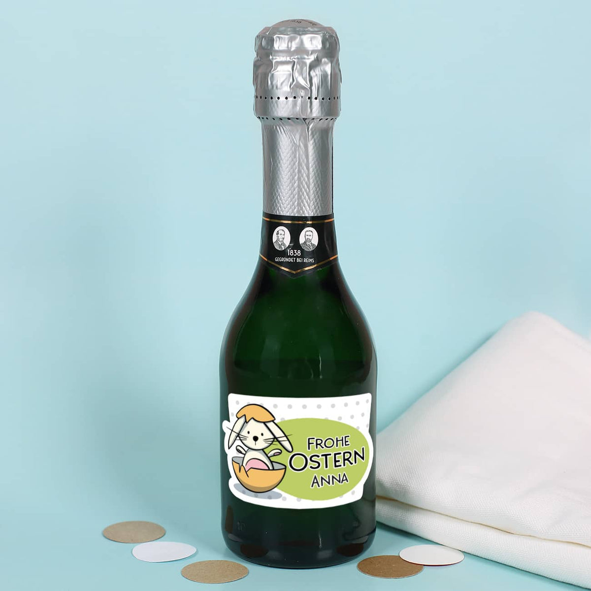 Sekt mit Osterhase zu Ostern