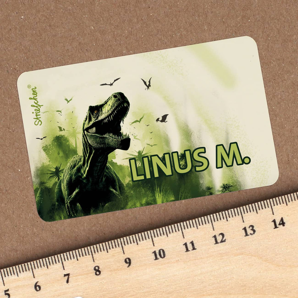 Namensaufkleber mit Dinosauriermotiv (T-Rex) 100 Stück