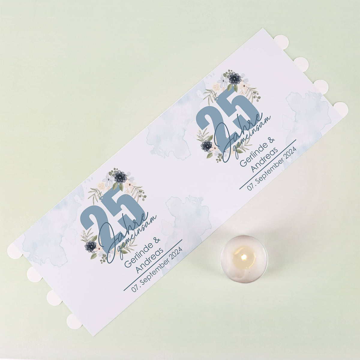Lichthülle - 25 Jahre gemeinsam - als Tischdeko zur Silbernen Hochzeit