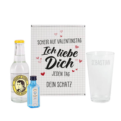 Bombay Gin Geschenkset für Männer zum Valentinstag mit Name und Wunschtext