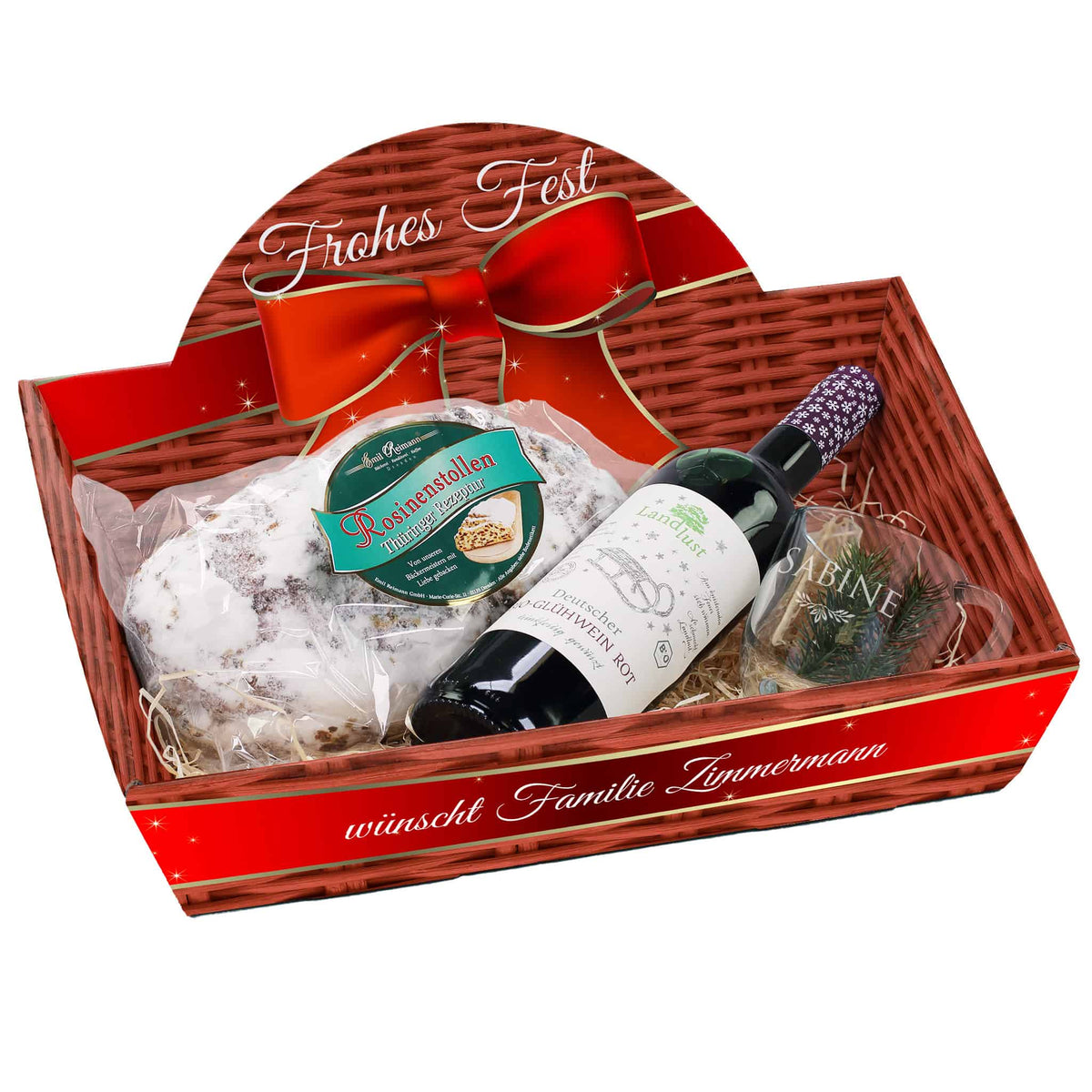 Gefüllter Geschenkkorb zu Weihnachten