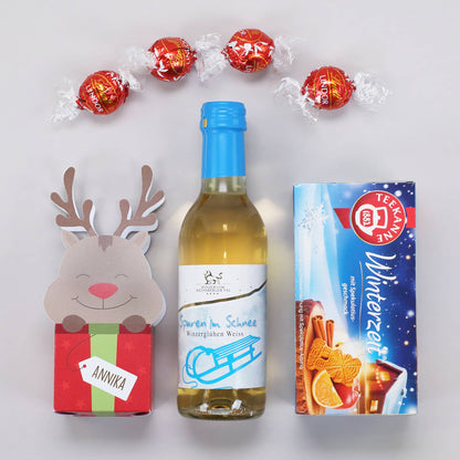 Geschenkset mit Glühwein, Schokolade und Tee zu Weihnachten