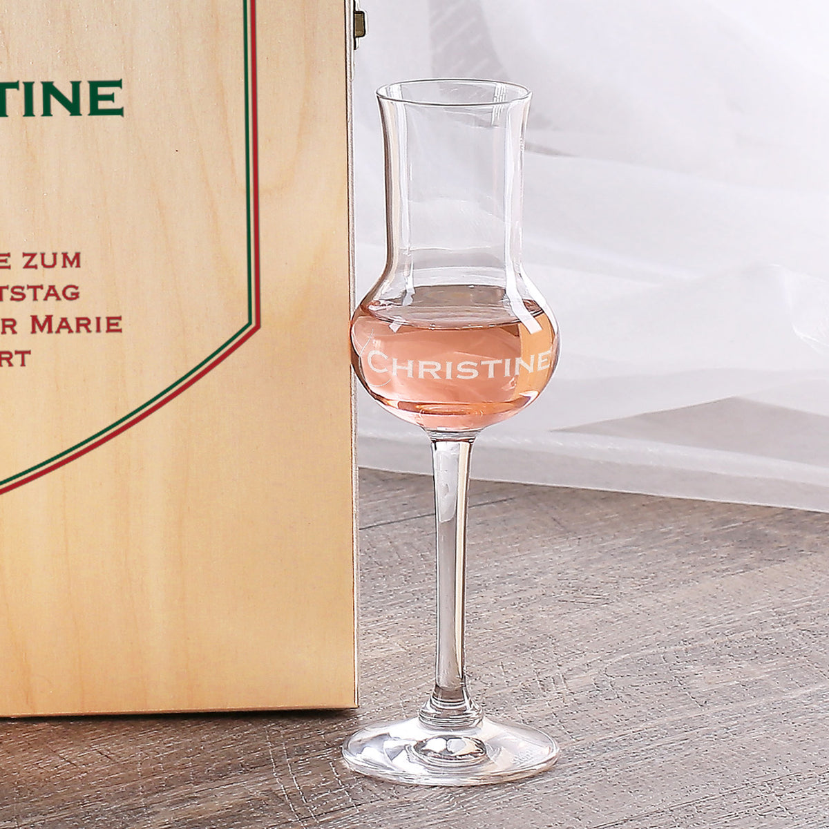 Grappaglas mit Gravur "Christine"