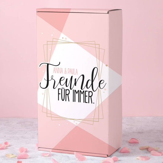 Geschenkset - Freunde für immer - mit zwei Gläsern in Verpackung