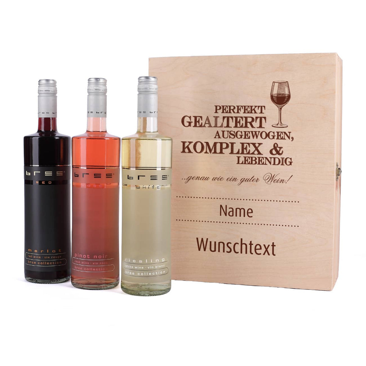 Persönliches Geschenkset für Weinkenner in edler Holzbox