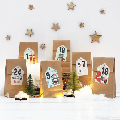 Adventskalender DIY mit Tüten und Aufklebern