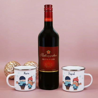 Hand in Hand zum Glühweinstand - Geschenkset mit Tassen und Glühwein