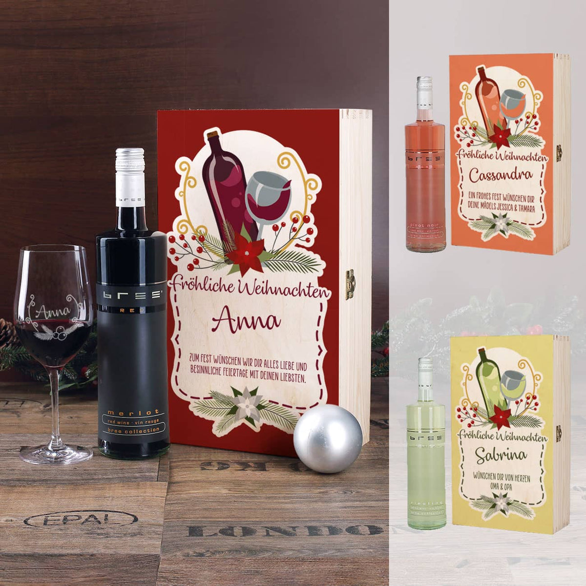 Persönliches Geschenkset zu Weihnachten für Weinliebhaber
