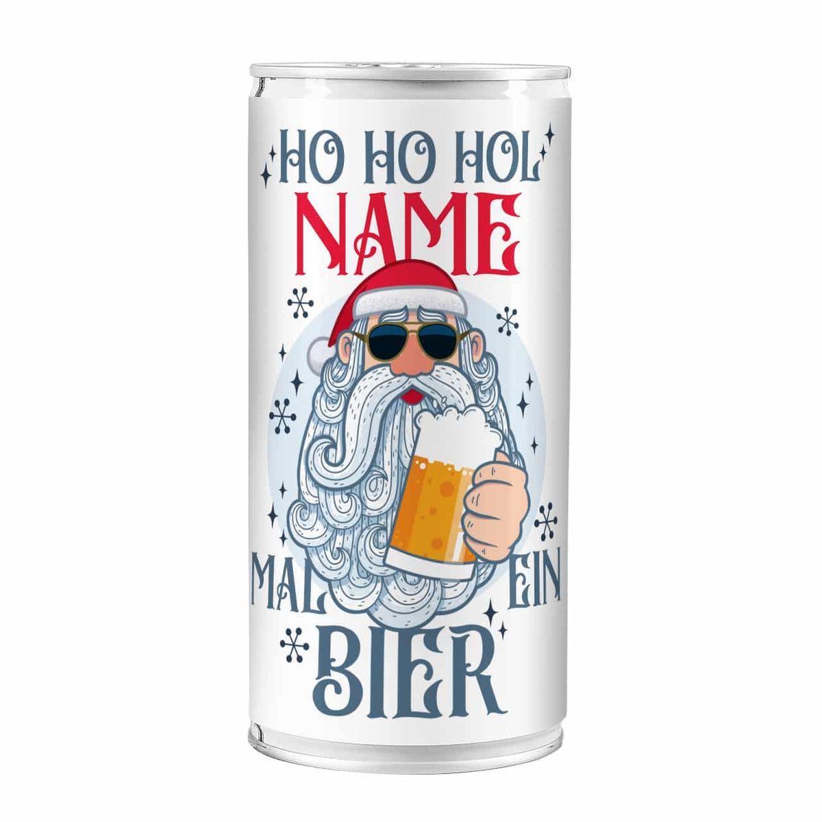 HO HO HOL mir mal ein Bier - Bierdose mit Namensaufdruck und coolem Santa