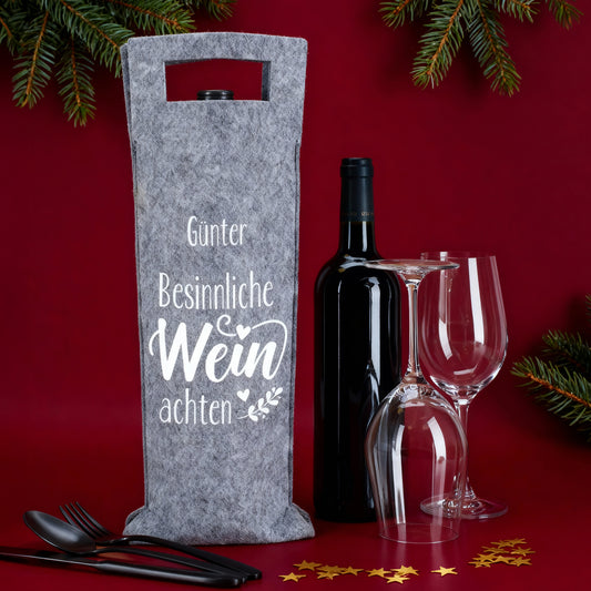 Flaschentasche aus Filz personalisiert mit Name - Besinnliche WEINachten |  Weintasche zu Weihnachten