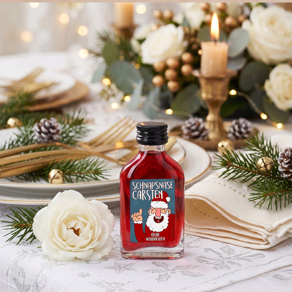 Schnaps Schnapsnase mit Name Carsten als personalisiertes Weihnachtsgeschenk für Erwachsene