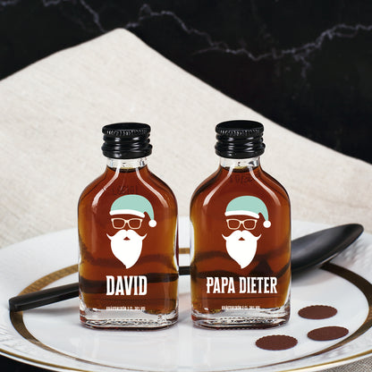 Weihnachtlicher Schnaps mit Hipster Nikolaus Motiv und Ihrem Namen