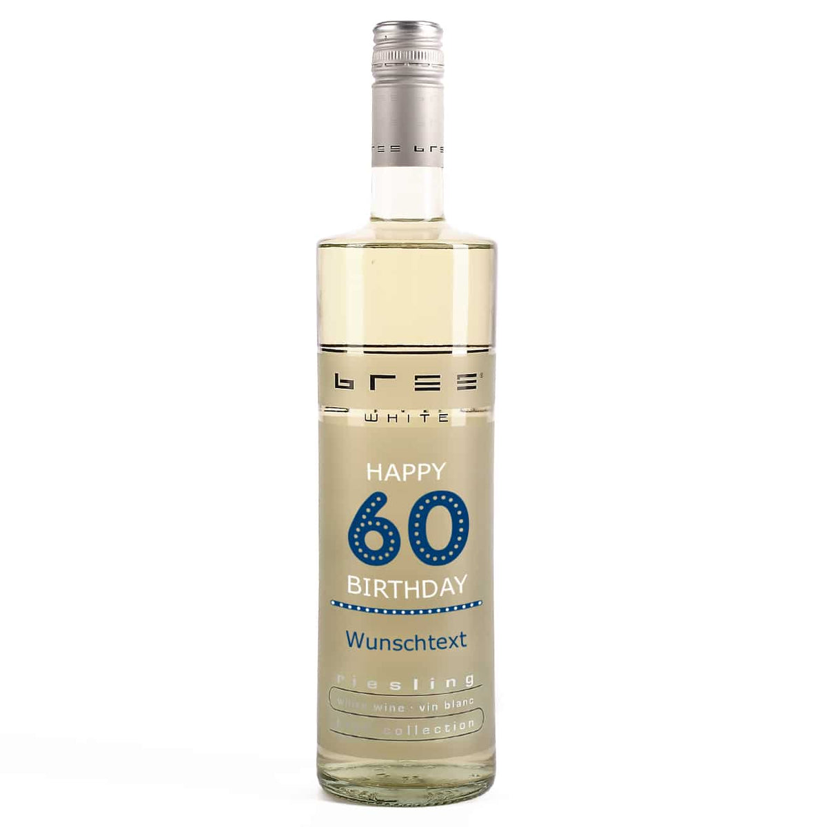 Weißwein - Happy Birthday 60 - mit Glückwunschtext