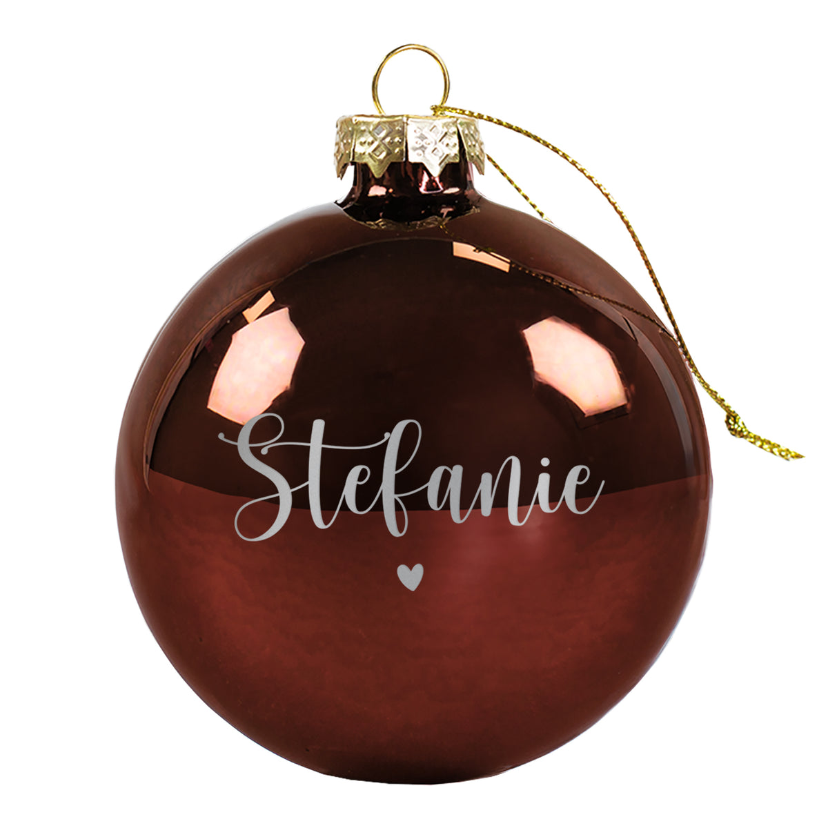 Weihnachtskugel mit Ihrem Wunschnamen und kleinem Herzchen graviert