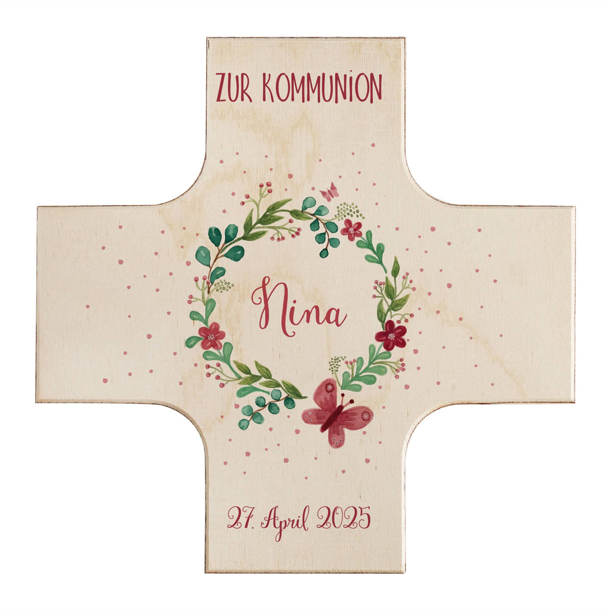 Blütenmotiv Kreuz mit Personalisierung