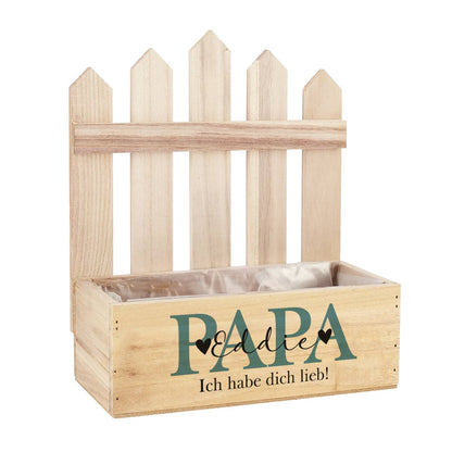 Pflanzkorb auf Holz mit Zaun für Papa zum Vatertag