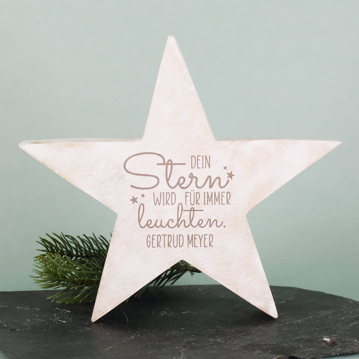 Stern aus Holz als Trauergeschenk