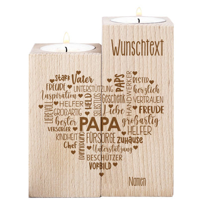 gravierter Teelichthalter für Papa