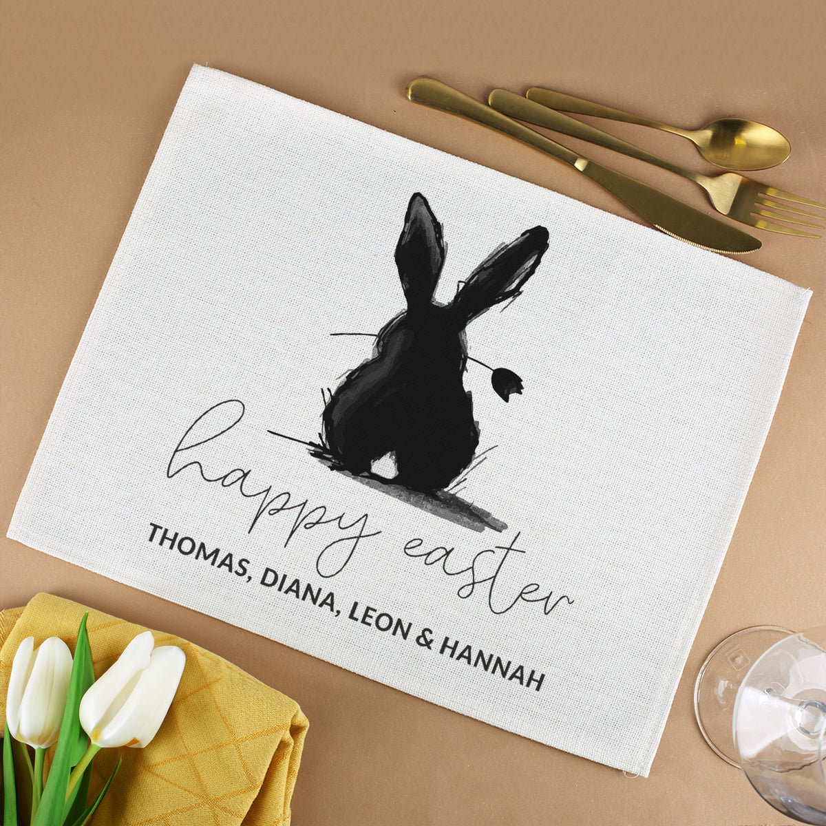 Happy Easter - Platzdeckchen aus Stoff mit Wunschtext